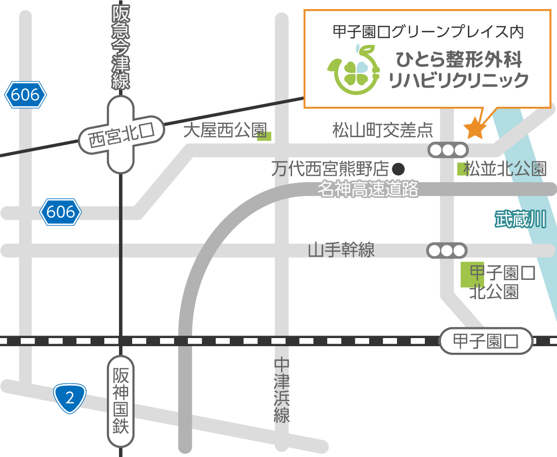 ひとら整形外科リハビリクリニック周辺地図